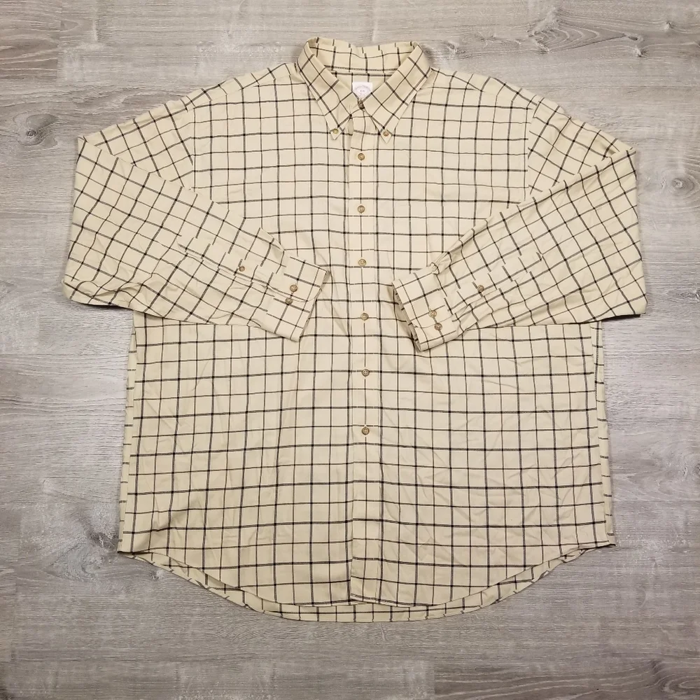 Brooks Brothers 346 Mens Button Down Shirts Size XXL Lot Of 2 Beige Red Check - Picture 8 of 10